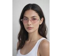SVNX Rimless Oval Diamante Sunglasses In Pink - Pink - One Szie