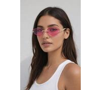 Svnx Rimless Oval Geo Metal Sunglasses In Pink Pink
