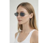 SVNX Rimless Oval Sunglasses In Black - Black - One Szie