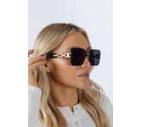 Svnx Rimless Oversized Square Sunglassses In Black Black One Size