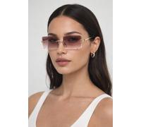 SVNX Rimless Rectangle Sunglasses in Brown