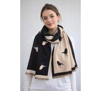 Svnx Robin Embroidered Reversible Scarf In Black Black One Size