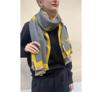 Svnx Robin Embroidered Reversible Scarf In Mustard Mustard