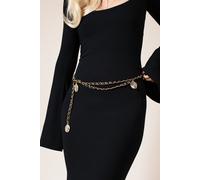 SVNX Rose Chain Faux Leather Belt In Black Gold - Black - One Size