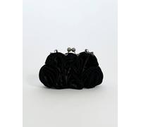 Svnx Rose Satin Clutch Bag In Black Black