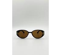 SVNX Round Cat Eye Detail Sunglasses In Black - Black - One Szie
