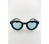SVNX Round Frame Sunglasses with Heart Lenses in Black