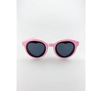 SVNX Round Frame Sunglasses with Heart Lenses in Pink