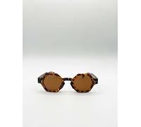 Svnx Round Hexagon Sunglasses In Brown Brown