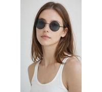 Svnx Round Metal Sunglasses In Shiny Black Black