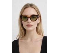 Svnx Round Stripe Cat Eye Sunglasses In Brown Brown