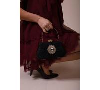 Svnx Ruched Jewel Clutch Bag In Black Black One Size