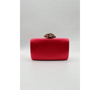 Svnx Satin Clutch Bag With Rose Jewel In Fuchsia Fuchsia