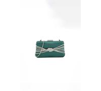 Svnx Satin Diamante Knot Detail Clutch Bag In Green Green One Size
