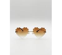 SVNX Scallop Heart Sunglasses in Brown - Brown - One Size