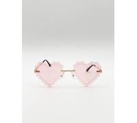 Svnx Scallop Heart Sunglasses In Pink Pink One Size