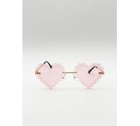 SVNX Scallop Heart Sunglasses in Pink - Pink - One Size