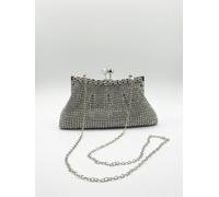 SVNX Silver Crystal Clutch Bag - One Size - Silver