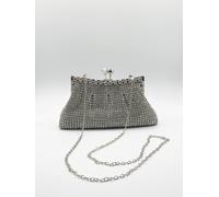 Svnx Silver Crystal Clutch Bag Silver