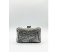 Svnx Silver Diamante Clutch Bag Silver