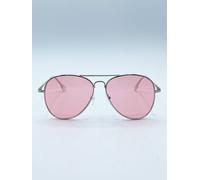 Svnx Silver Frame Aviators With Pink Lenses Silver One Size