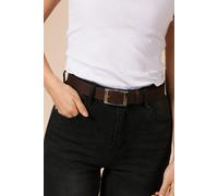 SVNX Silver Square Buckle Belt In Dark Brown - One Size - Brown
