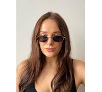 SVNX Slim Metal Frame Rectangle Sunglasses in Gold SVNX Gold One Size