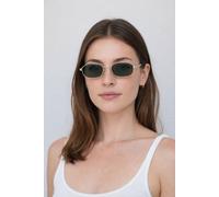 SVNX Slim Metal Oval Frame in Gold with Khaki Lenses