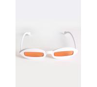 SVNX Slim Oval Retro Sunglasses In White - One Size - White