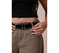 SVNX Snake Print Belt With Silver Metal Buckle In Black - Black - One Size