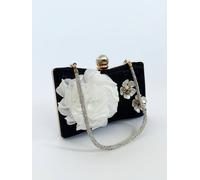 Svnx Square Clutch Bag With 3D Florals In Black Black