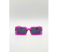 SVNX Square Frame Sunglasses in Hot Pink with Black Lens - One Size