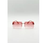 SVNX Square Frameless Sunglasses with Ombre Lens - One Size - Pink and Yellow Ombre