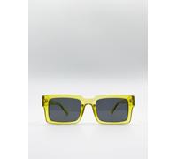 Svnx Square Matte Crystal Frame Sunglasses In Yellow Yellow