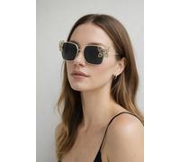 SVNX Square Oversized Diamante Detail Sunglasses In Black