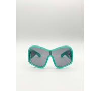 Svnx Square Oversized Mask Sunglasses In Aqua Grey In Blue Blue