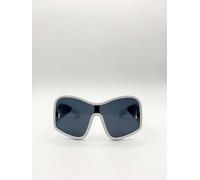 SVNX Square Oversized Mask Sunglasses in White Black