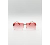 SVNX Square Rimless Sunglasses with Blue Ombre Lens in Pink