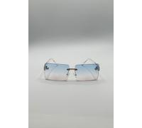 SVNX Square Rimless Sunglasses with Blue Ombre Lens SVNX Blue One Size