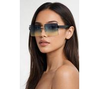 Svnx Square Rimless Sunglasses With Ombre Lens In Black Black One Size