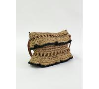 SVNX Straw Shoulder Bag with Frill Detail - One Size - Brown