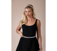 SVNX Strenchy Pearl Chain Belt With Diamante Buckle - One Size - White