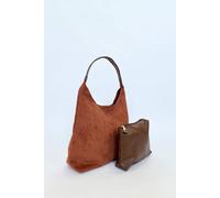 Svnx Suede Hobo Shoulder Bag In Tan Tan