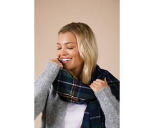 SVNX Tartan Print Scarf In Navy - Navy - One Size