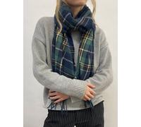 Svnx Tartan Woven With Tassels In Blue Blue