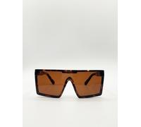 SVNX Tortoiseshell Oversized Flat Top Square Frame Sunglasses - One Size - Brown