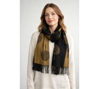 Svnx Tree Print Cashmere Blend Scarf With Tassels In Black Black One Size