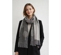 Svnx Tree Print Cashmere Blend Scarf With Tassels In Grey Grey