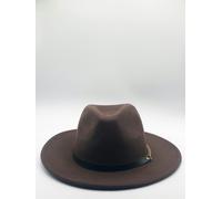 SVNX Trilby Hat With PU Chain Band - Brown