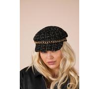 Svnx Tweed Baker Boy Hat In Black Black